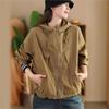 Woman Autumn Drawstring Long Sleeves Loose Casual Coat Solid Color Zipper Hooded Splicing Coat