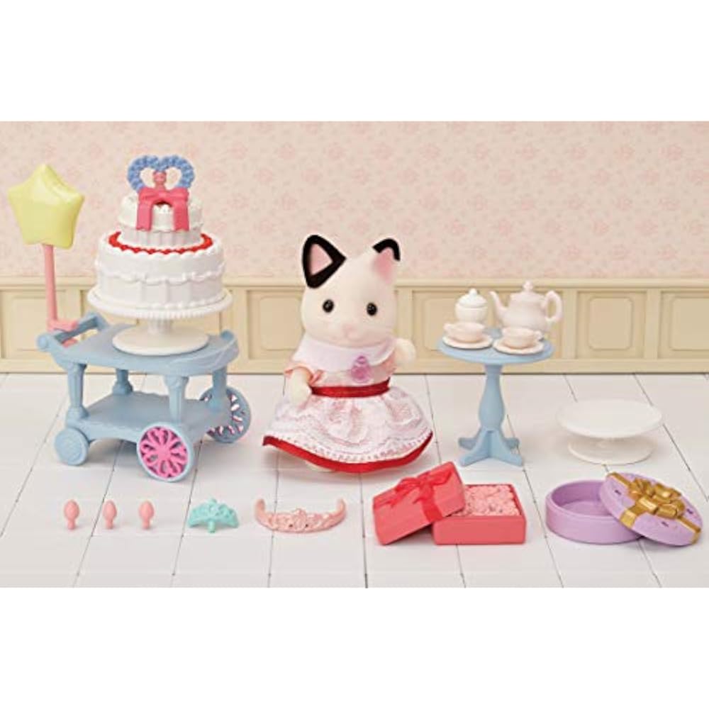 Набор кукол/мебели Sylvanian Families [Набор «Сладкая вечеринка» -Девочка-кошка угольно-серого окраса-] DF-21 Сертификат ST Mark...
