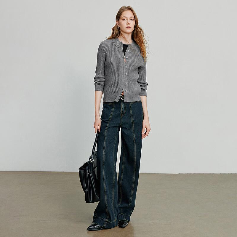 Women's Ribbed Slim Fit Zipper Cardigan