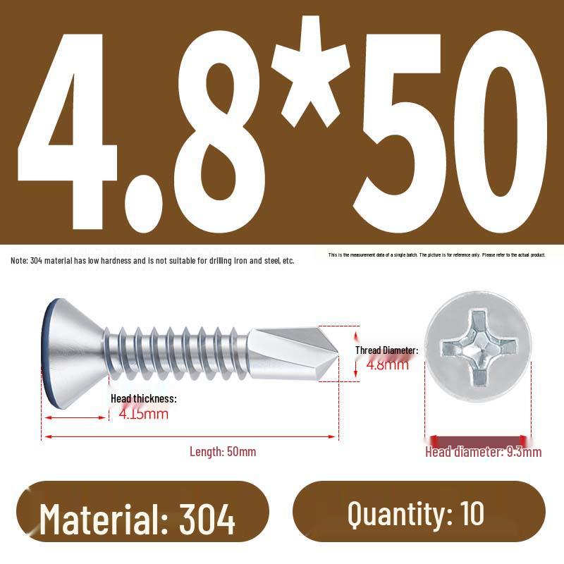 Винты с плоской головкой, из нержавеющей стали, с синим цинковым покрытием, самосверлящие и самонарезающие M3.9-M5.5