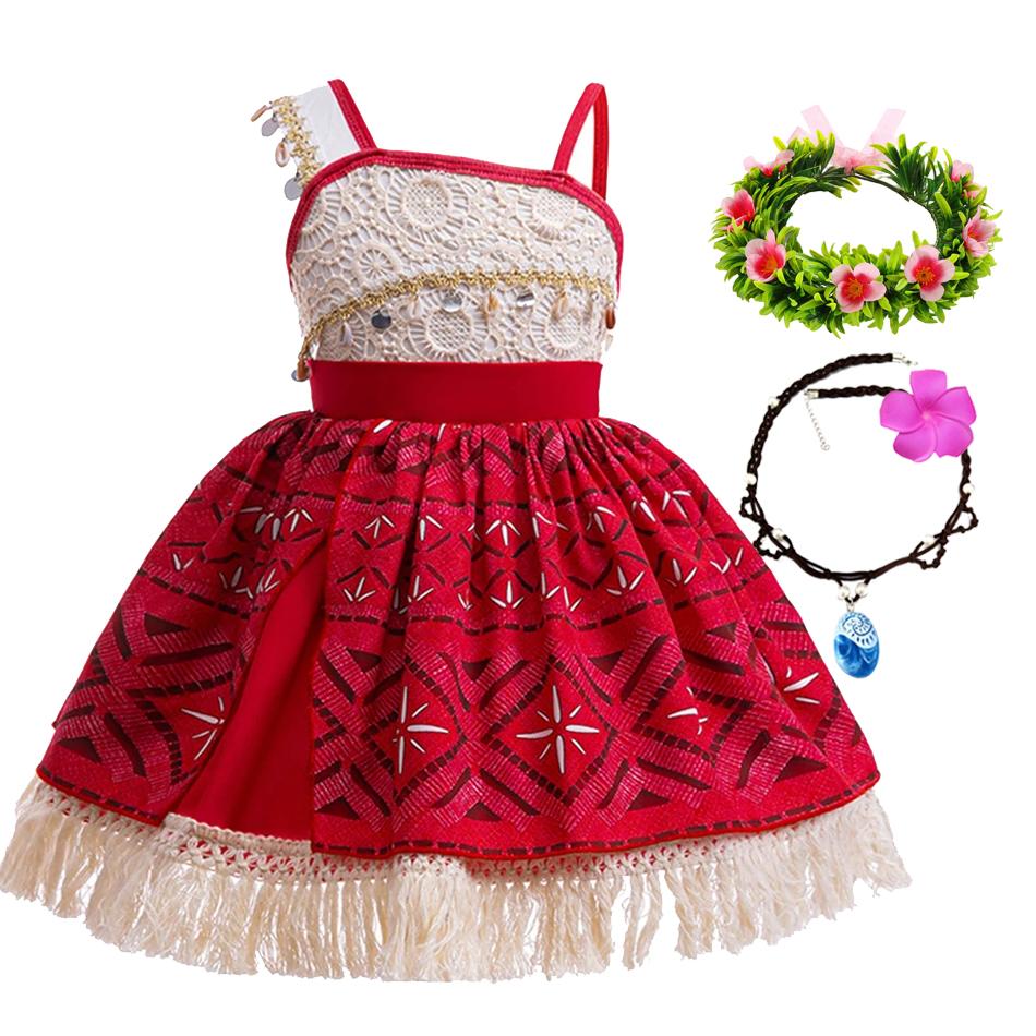 New Movie Moana 2 Girl Dress Halloween Party Costume Princess Fancy Clothes Children Vaiana Outfit Dress