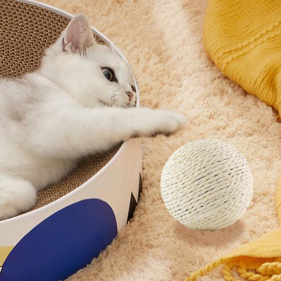 Cat Sisal Ball Interactive Cat Scratching Ball Toy Natural Sisal Scratcher Ball with Sound for