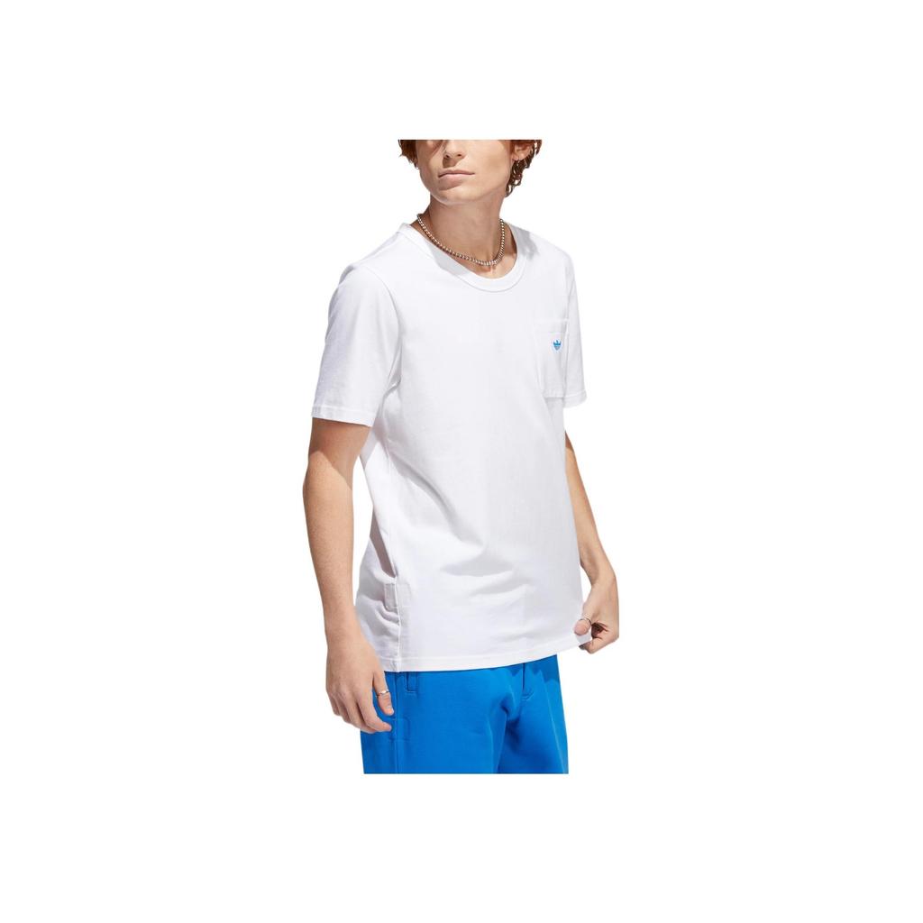 Adidas Originals Trefoil Solid Color Front Pocket Crew Neck Casual Short Sleeve T-Shirt Men Tops White HM6857
