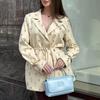 Женский весенне-осенний новый модный блейзер свободного кроя с принтом и завязкой на талии