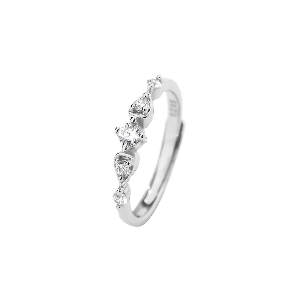 925 Sterling Silver Shiny Zircon Geometric Ring for Women Simple Elegant Party Wedding Jewelry Accessories
