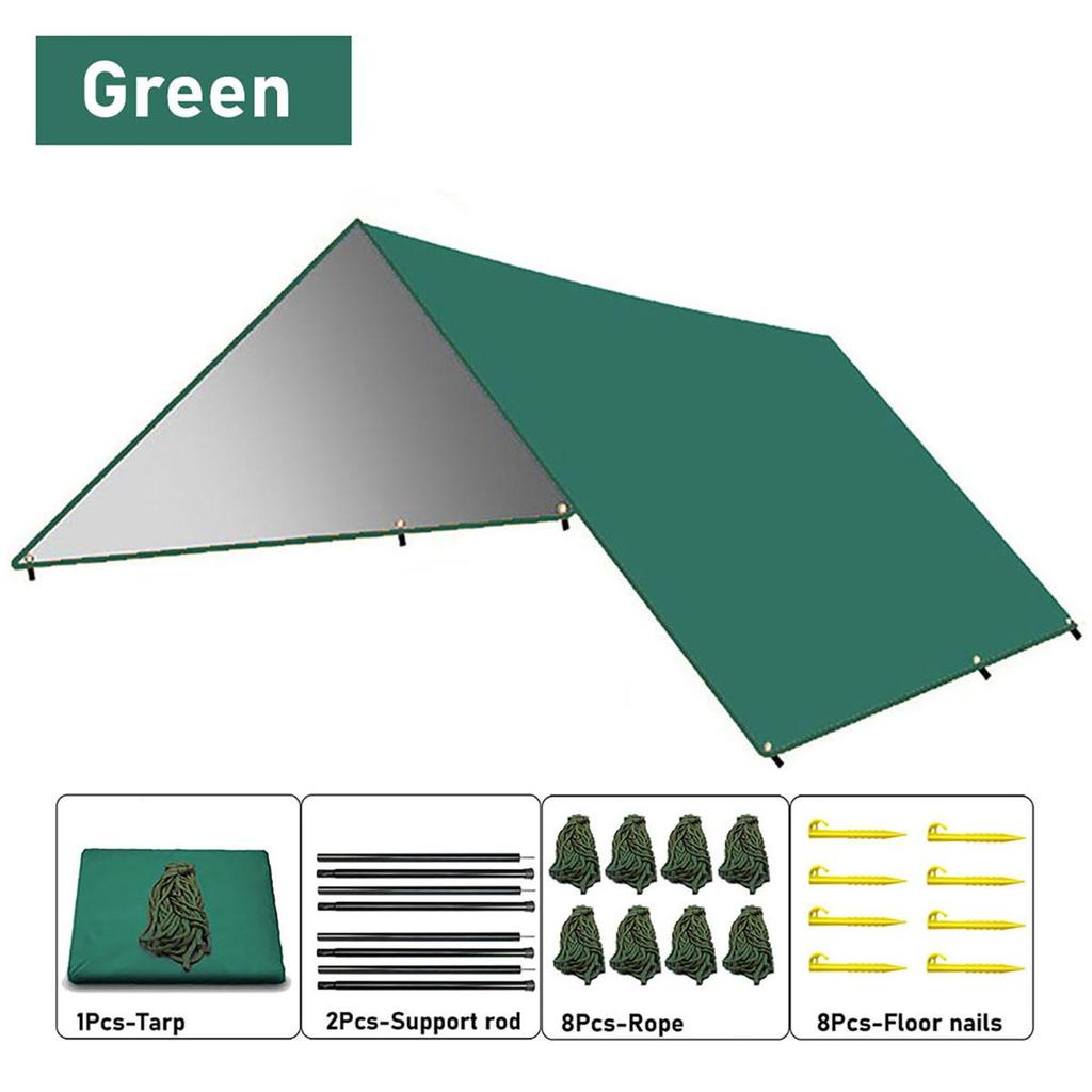 Outdoor Camping Tarp, Camping Tarpaulin Awning, Lightweight UV Resistant and PU 3000mm Waterproof Rainproof Tarpaulin Shelter