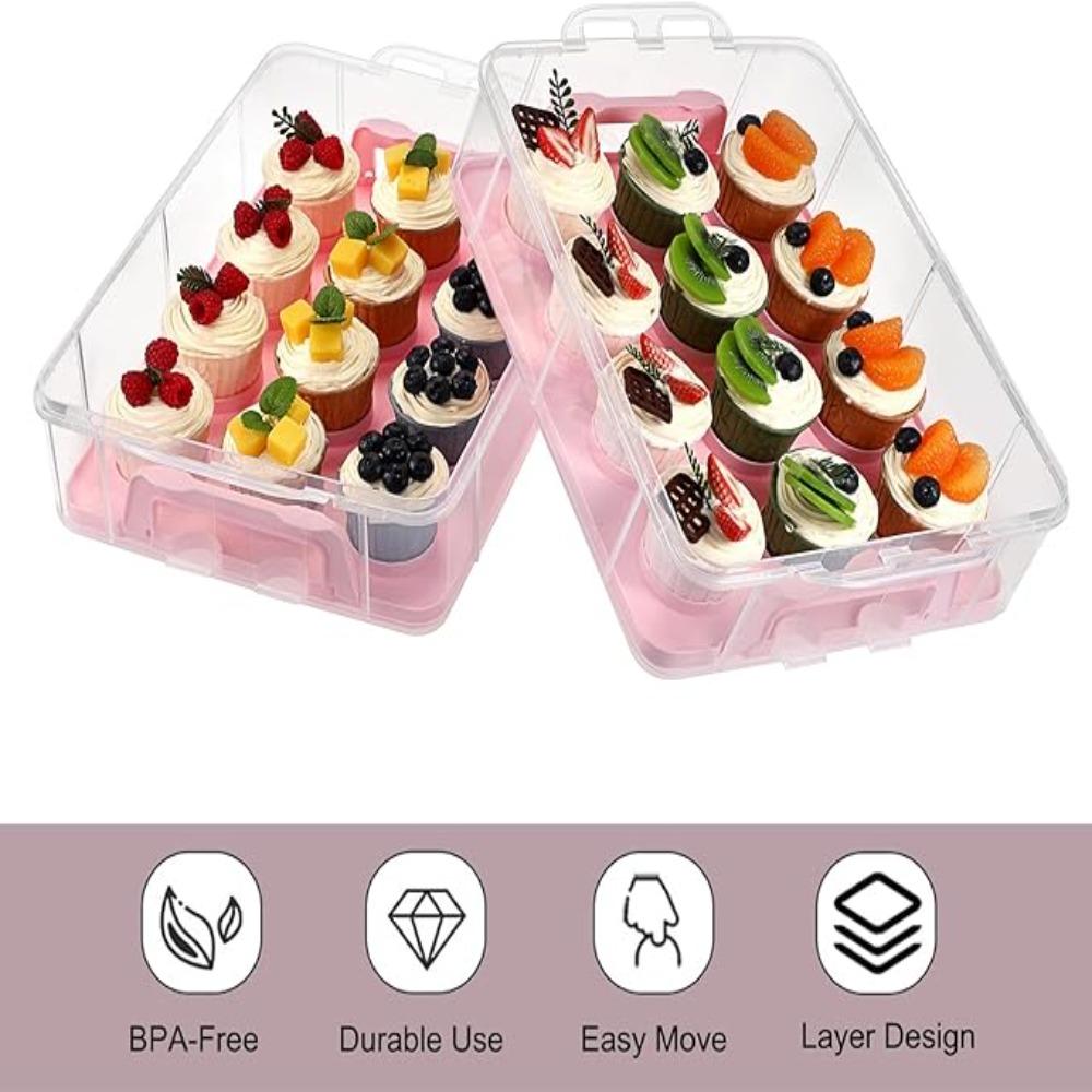 2 Tier Cupcake Carrier Rectangle Cupcake Containers Bakery Tool Cupcake Storage Box Picnic