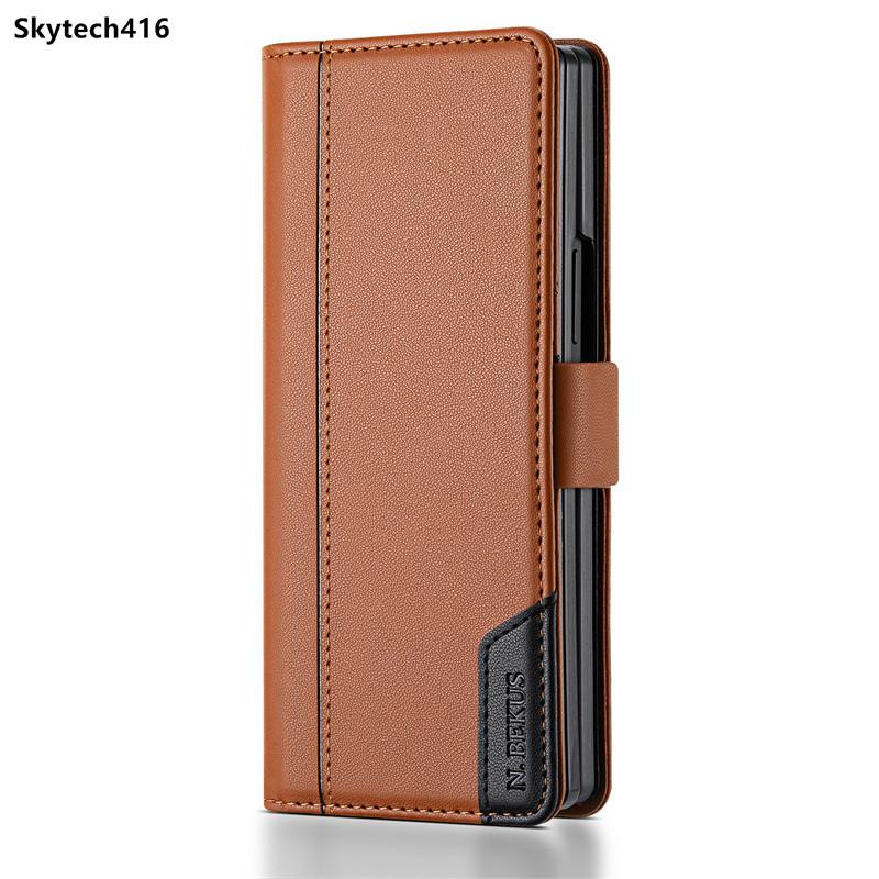 For Samsung Galaxy Z Fold 3 4 5 6 7 Leather Case Flip High Quality Card Slot Bracket Wallet Cover Casing