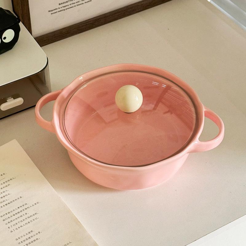 Милая керамическая двухсторонняя миска для лапши быстрого приготовления высокой ценности с крышкой, студенческая общежитие, миска для лапши быстрого приготовления, личная специальная миска для улиточной лапши