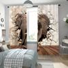 2 шт., 3D карниз с рисунком животного слона, карманные декоративные оконные шторы, оконные занавески для спальни, гостиной, домашний декор
