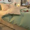 Solid Color Flannel Bedding Set: Bed Sheet, Duvet Cover, Pillowcase - Reactive Print, Three-Piece Set