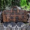 Handmade Top Grain Leather Duffel Bag: Retro Travel Weekender