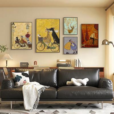 1 шт. Сэм Т-Тофт абстрактный пейзаж любовь собаки самоклеящийся художественный постер водонепроницаемая бумажная наклейка для кофейни бара настенный декор