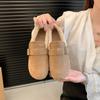 Ретро обувь Doudou женская 2025 зима новая флисовая утолщенная повседневная мягкая подошва пушистая обувь на одном педале плоские хлопковые туфли