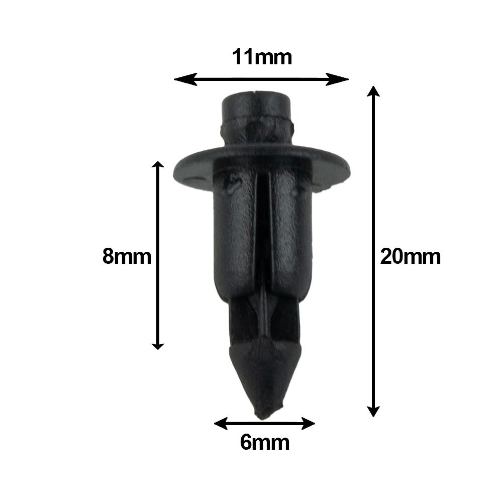 100pcs 6mm Hole Dia ATV Plastic Push In Type Rivets Fastener Pin Clips Fairing Fender For Suzuki Hayabusa GSXR 1300/1000/750/600