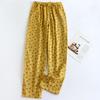 Cotton Floral Pajama Pants Women Big Size Double Gauze Girl Home Trousers Autumn Winter Loose Lace Up Sleeping Casual