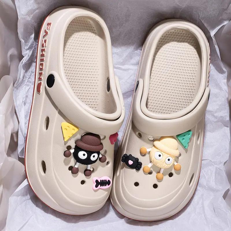 Новый летний стиль, японские и корейские модные женские милые туфли с отверстиями и очаровательной подвеской в виде угольного шарика, красивые и элегантные