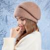 Зимняя теплая шерстяная шапка с наушниками для головы, женская вязаная шапка с большой окружностью головы