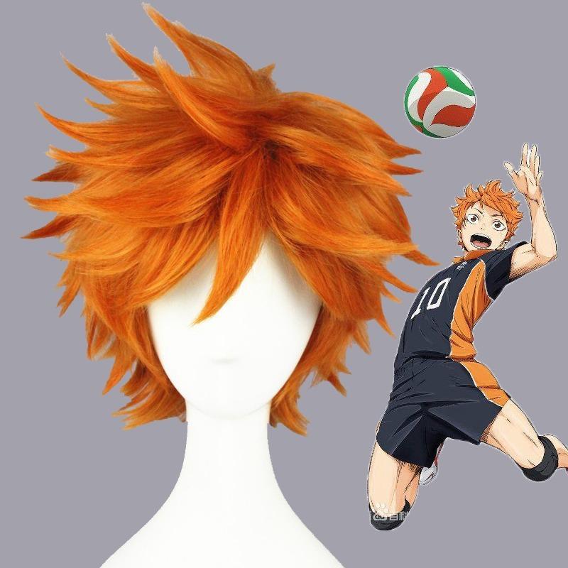 Хайкюу!! Hinata Syouyou Косплей Парик Короткие Оранжевые Пушистые Многослойные Парики Для Косплея Термостойкие Синтетические Волосы Аниме Парик + Кепка Для Парика
