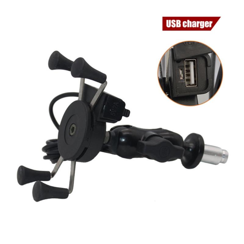 Motorcycle Phone Holder Fork Stem Mount GPS Navigation Bracket with USB Charger for BMW F900XR Yamaha Tenere700 Cellphone Stand