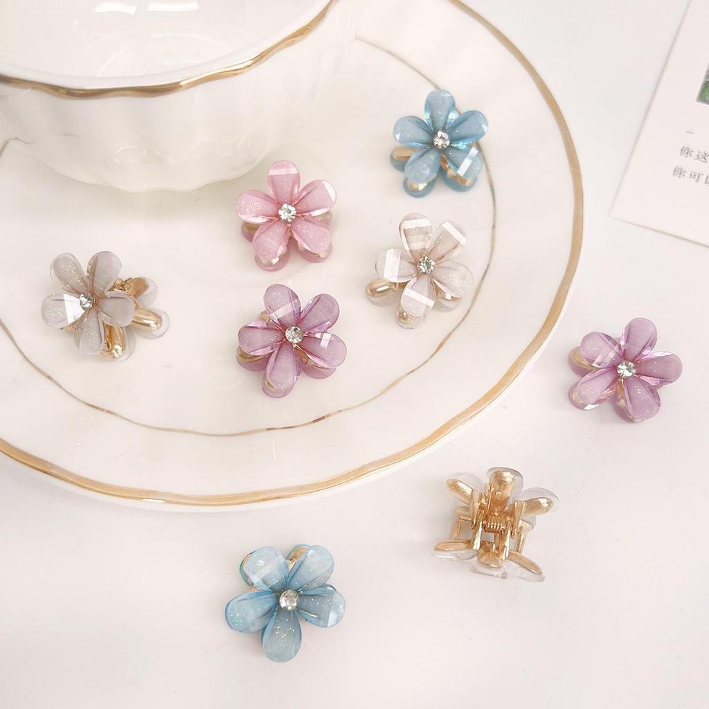 2 шт., маленькие коготки для волос из сплава с кристаллами и цветами для женщин, девушек, заколки для макияжа, аксессуары для волос, головной убор в виде краба