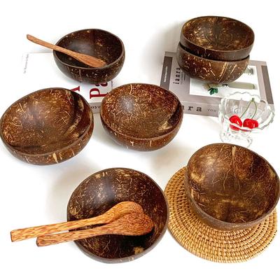 Миска из кокосовой скорлупы Натуральная старая кокосовая скорлупа Деревянная миска для риса Ложка Фруктовый продукт Обеденная Салатница для хранения Кухонная посуда