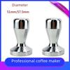 Stainless Steel Coffee Tamper with Wooden Handle & Threaded Powder Distributor