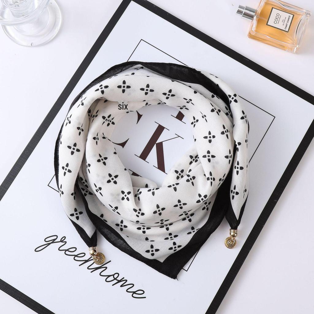 Осенне-зимний шелковый шарф в западном стиле с корейским акцентом в виде магнитного золотого шарика