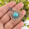 Подвеска из драгоценного камня ручной работы с синей бирюзой, антикварная ювелирная подвеска из стерлингового серебра 925 пробы, для подарка на помолвку