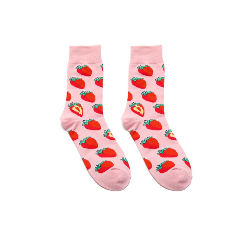 Men Socks Cartoon Lemon Cherry Pineapple Avocado Fruits Colorful Harajuku Male Hip Hop Cotton Socks