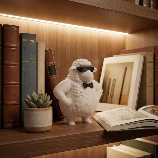Милая Классная Фигурка Овцы 3D Печать Маленький Ягненок с Солнечными Очками и Галстуком-Бабочкой Новинка Животное Скульптура для Дома Офиса Декора Стола