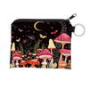 Cute Mushroom Print Cosmetic Bag Large Capacity Polyester Travel Storage Bag Zipper Coin Purse