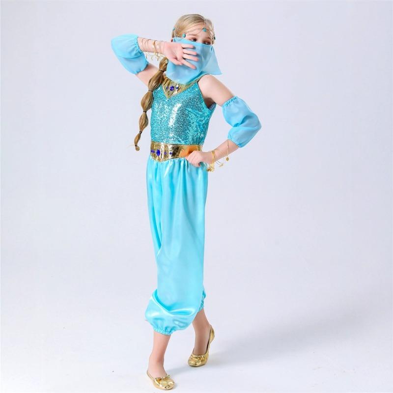 Halloween One Thousand and One Nights Search Banner Princess Jasmine Kids Jasmine Blue Suit Cosplay Suit