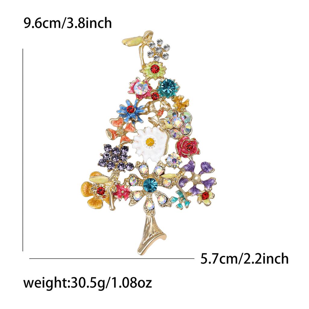 Enamel Colorful Exquisite Rhinestones Christmas Tree Brooches Party Casual Clothing Accessories