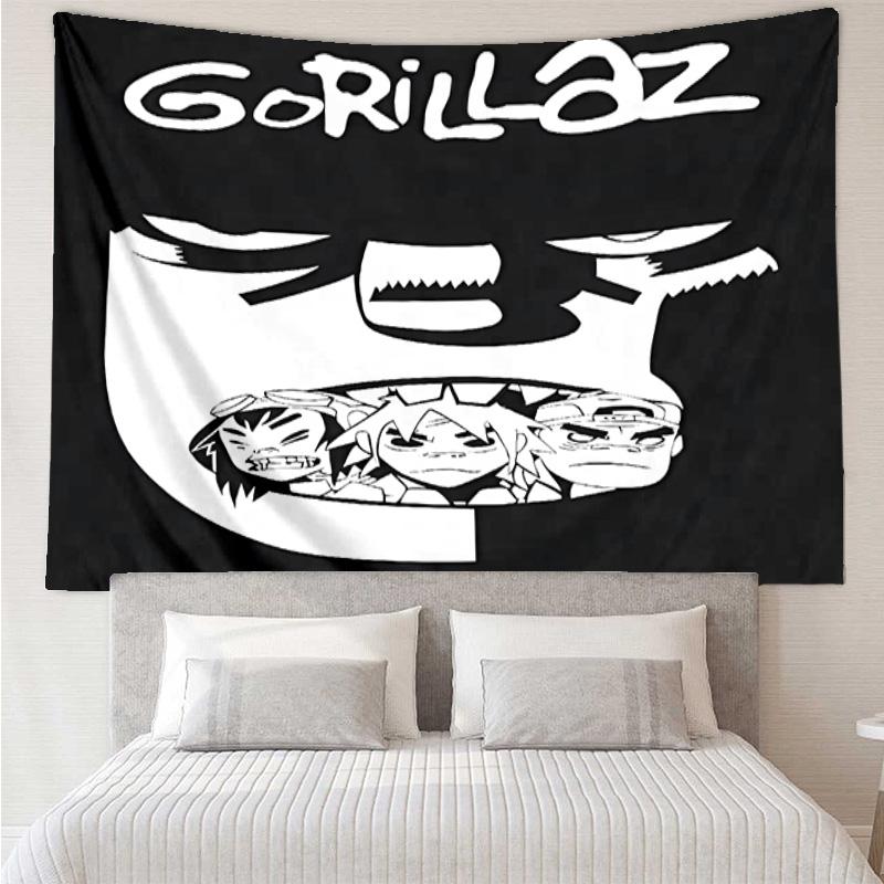 G-Gorillaz band Tapestry for Bedroom Aesthetic Classroom Tapestries Wall Hanging for Living Room Dorm Office,Ideal Creative Gift