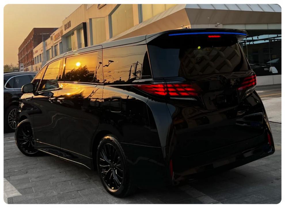 Black Warrior Smoked Headlight & Center Pillar Film for 25 Toyota Alphard Models - TPU Gloss Black