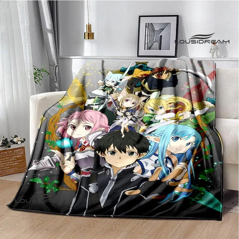Мультяшные пледы с принтом Sword Art Online Плед для пикника Теплые фланелевые пледы Постельные принадлежности для дома Подарки на день рождения