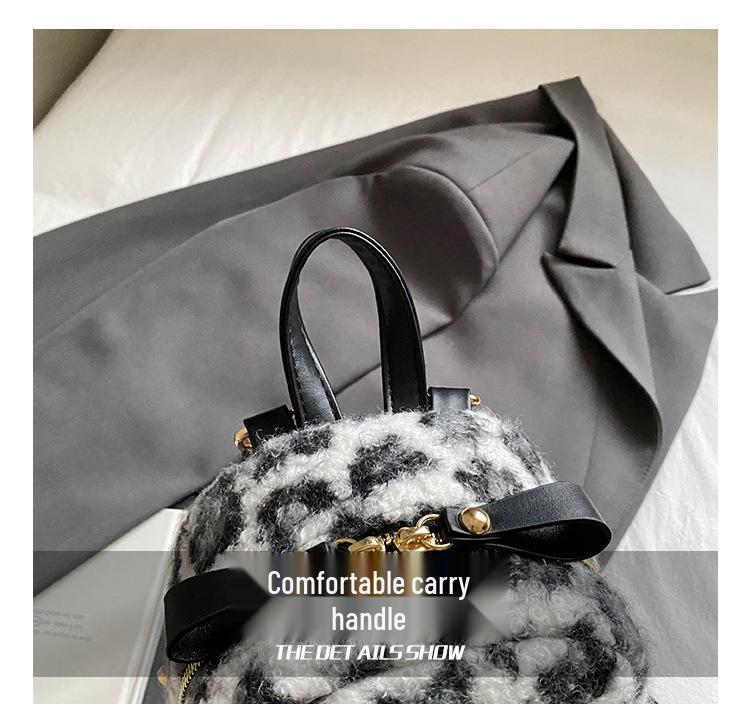 Осень/Зима 2025 Плюшевый мини-рюкзак с леопардовым принтом - Милый, Модный, Стиль для поездок.