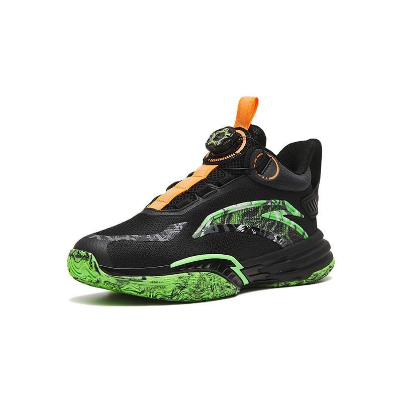 Anta Kids Reverse Scale 2.0 Non-Slip Shock Absorbing Wear-Resistant Mid-Top Basketball Shoes Kids Basketball Shoes Black Green 312311121-8