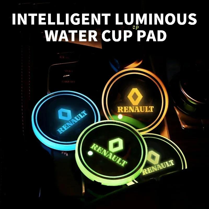 Interior Stickers 7 Color LED Car Cup Holder Light Luminous Coaster Water Cup Pad For Renault DACIA Logan Scenic Loguna Kadjar T Y888
