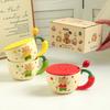 Милая и дорогая керамическая чашка с медведем, крышкой и ложкой, домашний офис, пара, чашка для воды, подарок девушке