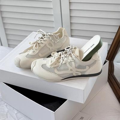 Ретро дышащая сетка немецкие тренировочные туфли женские 2025 весна и лето новые мягкая кожа на шнуровке кривая голова уродливые милые балетки Forrest Gump