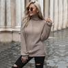 Autumn and Winter Women's Sweater Fashion Solid Color Long Sleeve Twist Loose Turtleneck Sweater