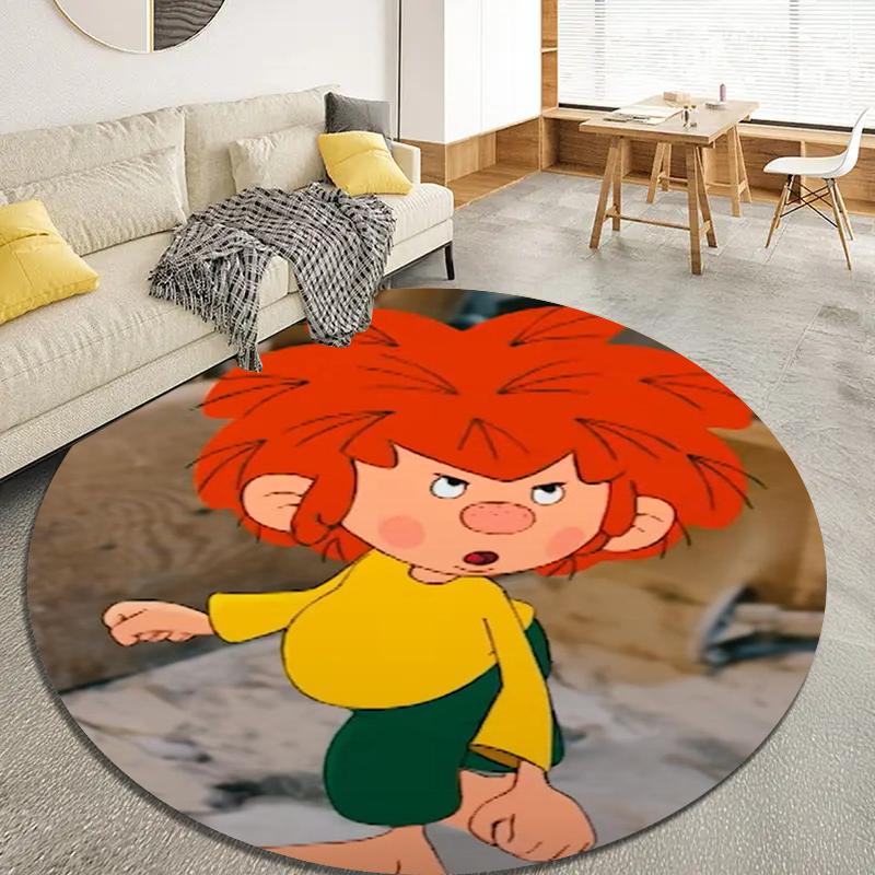 Meister Eder Und Sein Pumuckl Cartoon Round Area Rug,Carpet Rug for Living Room Bedroom Sofa Playroom Decor,Non-slip Floor Mat Q0025