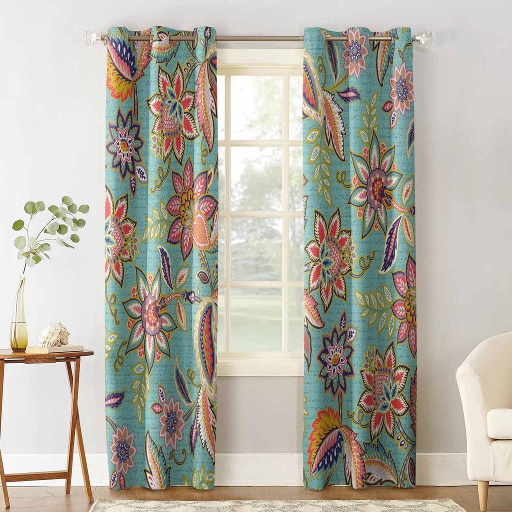 Абстрактный Цветочный Пейсли Этнический Листья Винтаж Блэкаут Шторы Для Гостиной Спальни Оформление Окна Драпировка Домашний Декор
