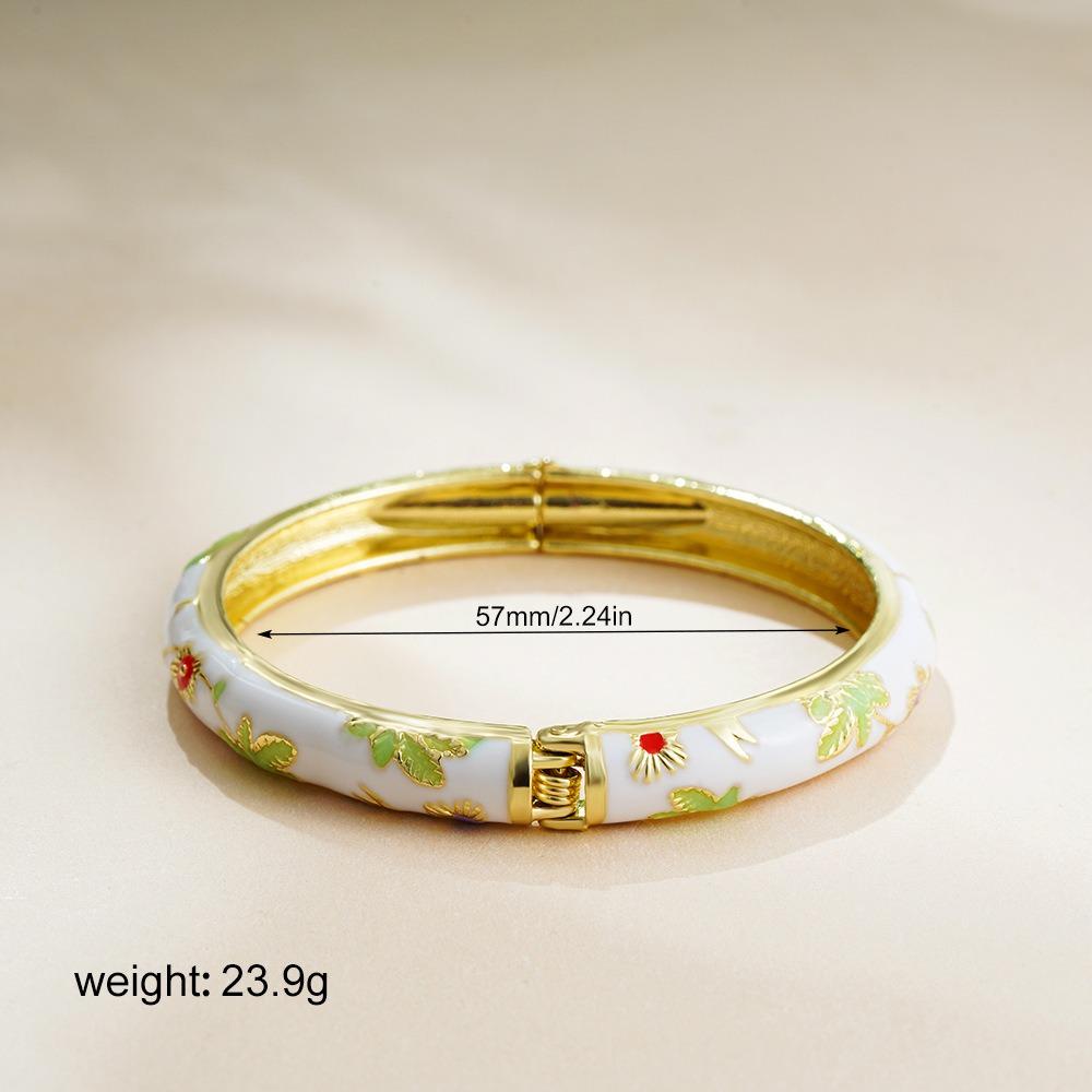 Chinese Vintage Cloisonne Bangle Traditional Women's Hand Bracelet Hollow Out Flower Bangle  Women