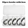 50шт. Набор крючков Offset Hook 2#3/0# Texas Rig Hooks из высокоуглеродистой стали, рыболовный набор Professional Fishing Kit