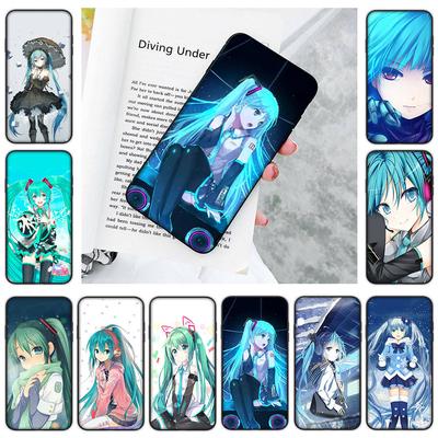 JW66 Hatsune Miku черный мягкий чехол для iPhone 16 15 Plus 14 13 Pro 8 SE XR XS Max P30 Nova 5T Y5P Y6 Y7 Y8P Y9 Realme C30 C33 C31 VIVO Y36 V27