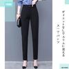 SAINT MARANT 1130 Fashion Banded Skinny Straight Black Long Slacks Pants for and All Seasons Women's Leg-Sculpting No-Tuck Suits, Office, Casual, (JP,