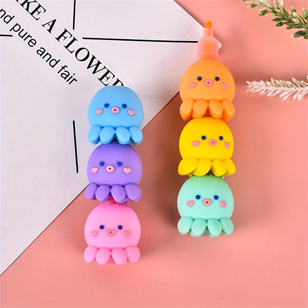 5 цветов/набор. Ручка-хайлайтер Cute Octopus — флуоресцентный маркер для рисования и граффити для школы и офиса.